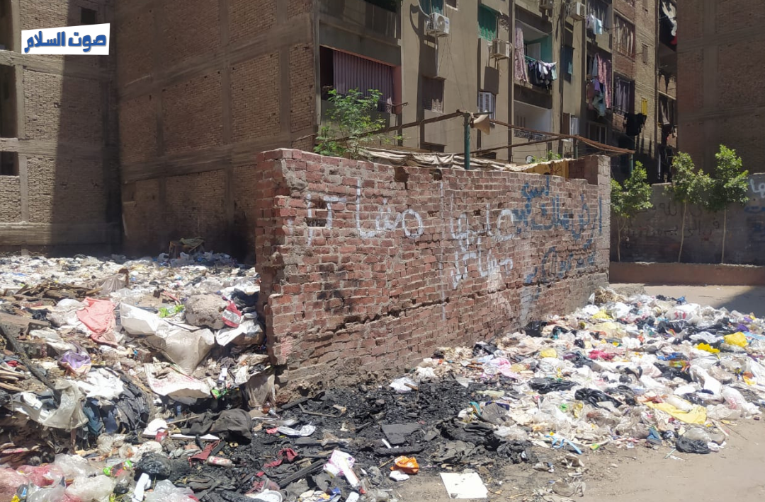 مقلب قمامة في شارع عبدالكريم بدار السلام في محافظة القاهرةة