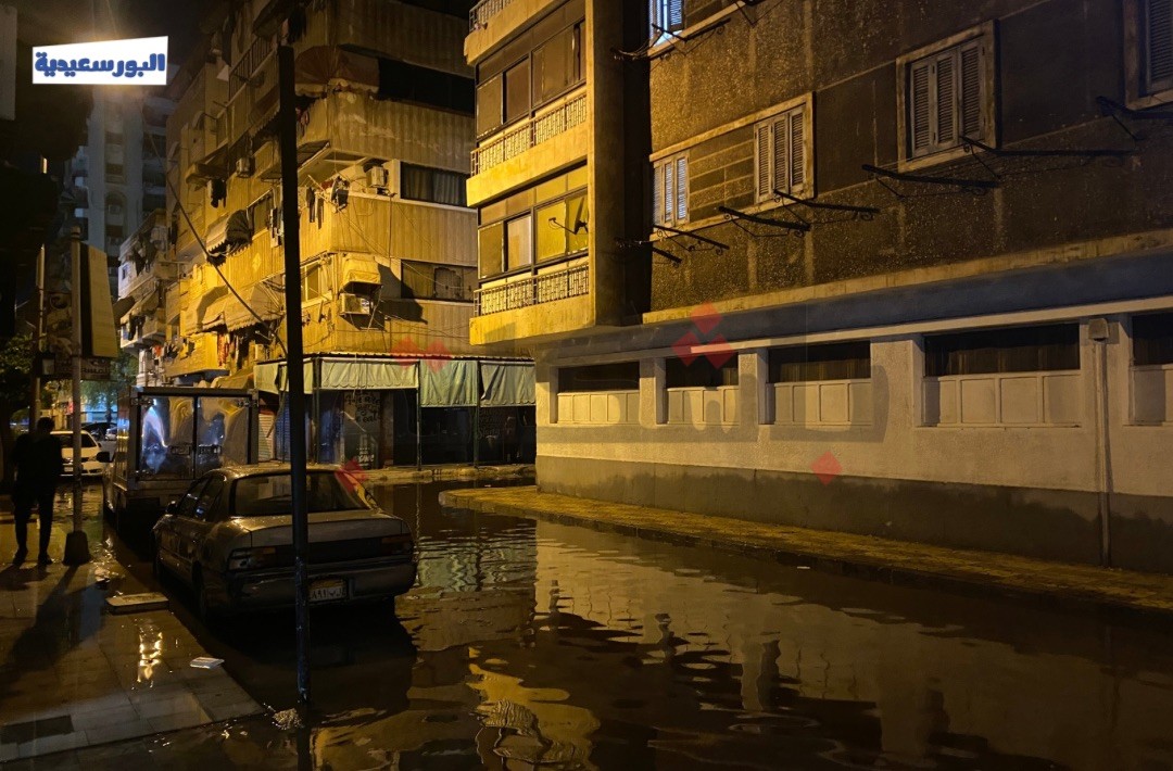 تراكم مياه الأمطار في مدينة بورفؤاد