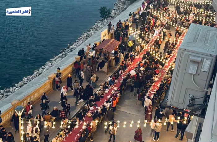 "المنصورة هتفطر مع بعض".. آلاف الصائمين على مائدة إفطار رمضان
