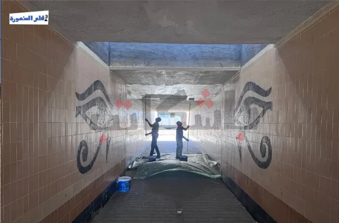 استجابة لـ"قلم المنصورة".. جامعة حورس تجدد نفق المشاة لتجنب حوادث الطلاب