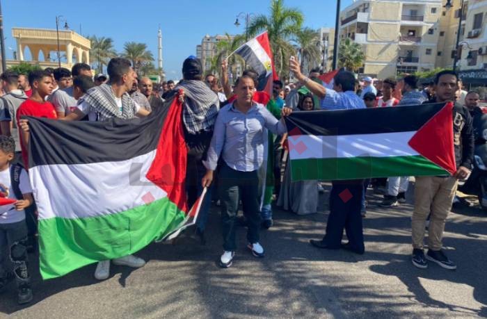 تظاهرة في بورسعيد تضامنًا مع فلسطين ورفضًا للتهجير