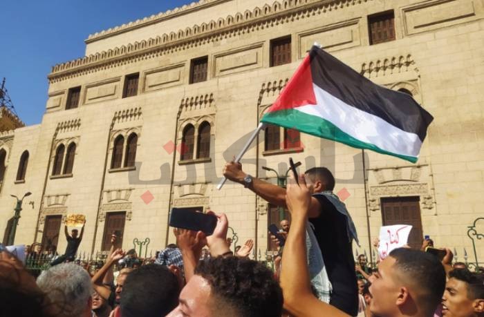 تظاهرات بالأزهر لدعم غزة ورفضًا للتهجير